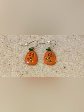 Orange Pumpkin Jack-O'-Lantern Dangle Earrings - Women's Jewelry